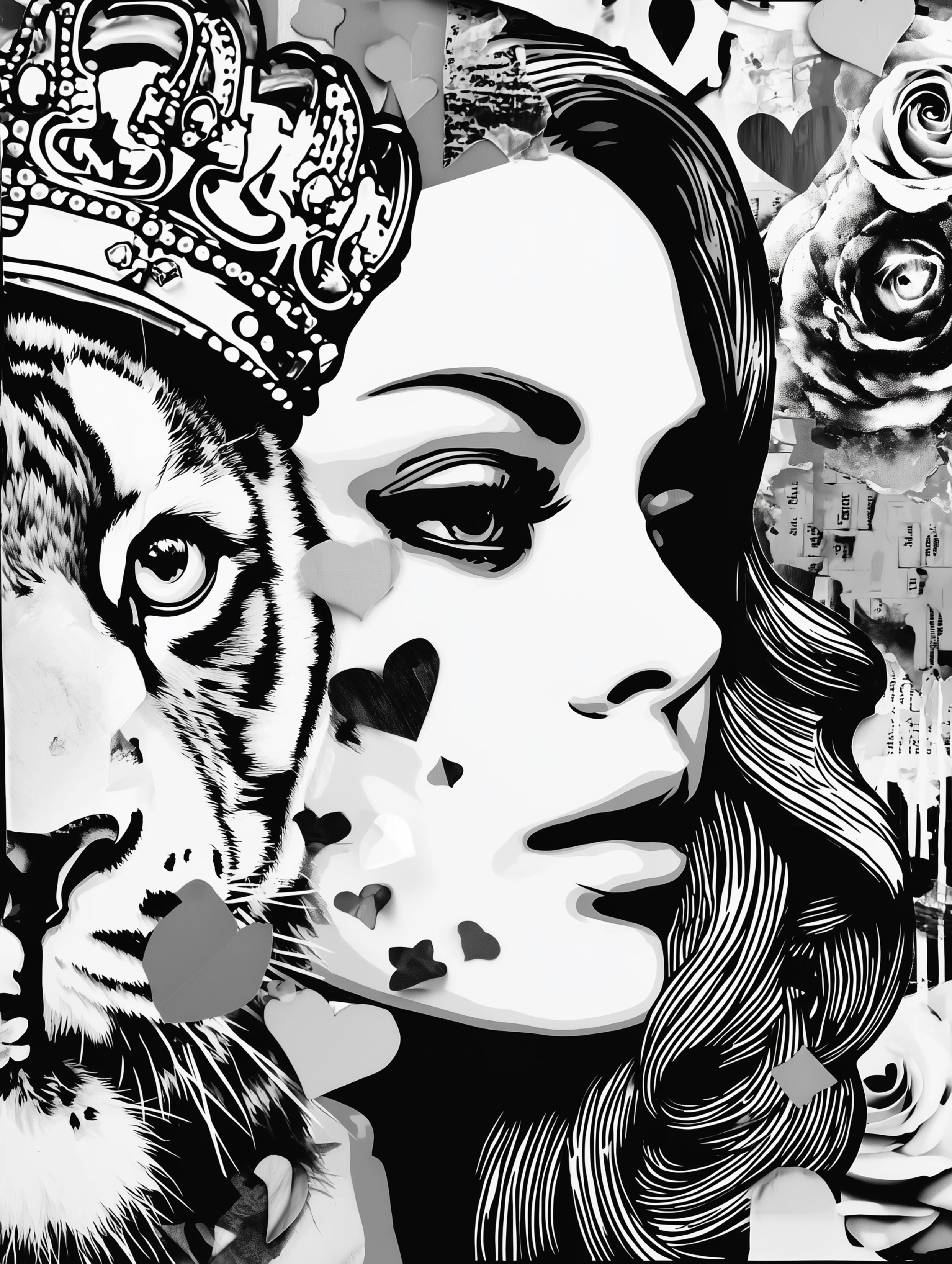 Free printable queen coloring page for adults featuring a profile view of a queen wearing a crown